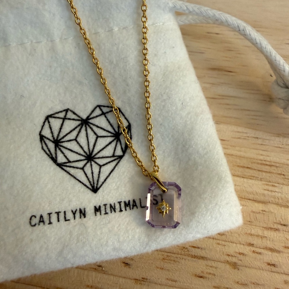 Caitlyn Minimalist Gold and Lavender Necklace